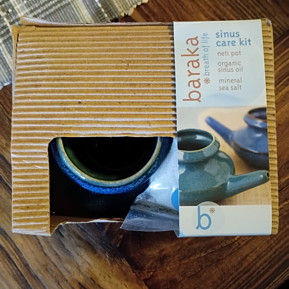 Baraka Neti Pot Kit - Snoring  Saline Solution, Handcrafted Blue Ceramic Unit...